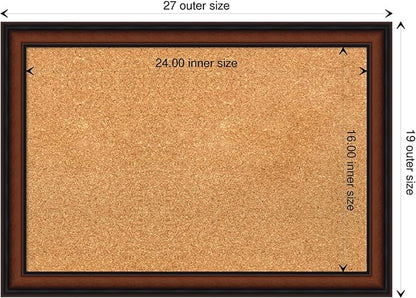 Amanti Art Natural Cork Board for Wall, 19x27 Vision Board with Brown Wood Frame, Medium Corkboard Office Decor for Home Organization, Traditional Corkboard Pinboard to display items for home