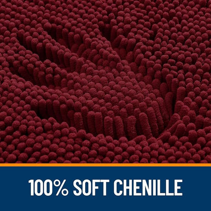 OLANLY Small Bathroom Rugs 24x16, Extra Soft Absorbent Chenille Bath Rugs, Rubber Backing Quick Dry, Machine Washable Bath Mats for Bathroom Floor, Tub and Shower, Home Decor Accessories, Burgundy