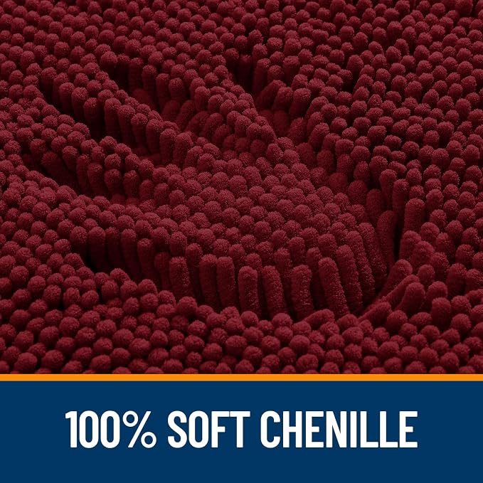 OLANLY Large Bathroom Rugs 45x27, Extra Soft Absorbent Chenille Bath Rugs, Rubber Backing Quick Dry, Machine Washable Bath Mats for Bathroom Floor, Tub and Shower, Home Decor Accessories, Burgundy