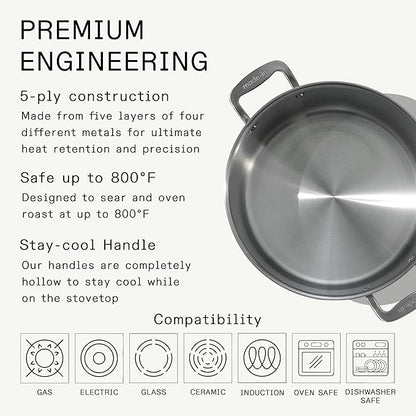 Made In Cookware - 12 Quart Stainless Steel Stock Pot With Lid - 5 Ply Stainless Clad - Professional Cookware - Crafted in Italy - Induction Compatible