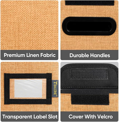 BALEINE File Organizer Box with Lid, Collapsible File Folder Organizer with Plastic Slide, Hanging File Folder Box for Office Document Storage (1 Pack, Orange, S)