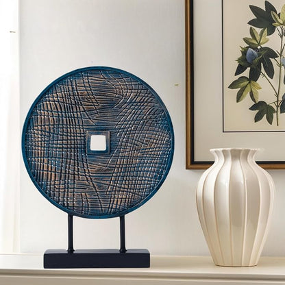 Round Sculpture Decorative Objects Shelf Decor Aesthetic Home Decor Items Accents for Living Room Console Table Decorations (Blue C)