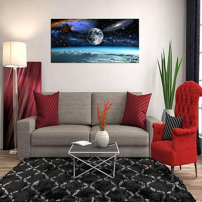 XXM WallArt FC2550 Space View From Earth Canvas Wall Art Landscape Modern Decor for Living Room, Bedroom, Kitchen, Home and Office