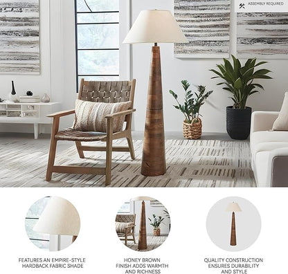 Signature Design by Ashley Danset Contemporary Wood Floor Lamp with 3-Way Switch, Light Brown