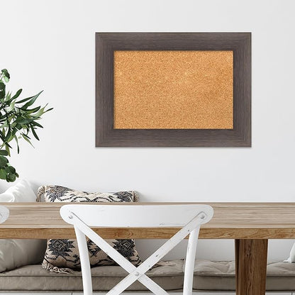 Amanti Art Natural Cork Board for Wall, 17x23 Vision Board with Brown Wood Frame, Small Corkboard Office Decor for Home Organization, Country Rustic Corkboard Pinboard to Display Items for Home