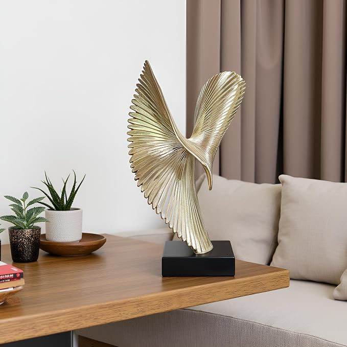 Modern Abstract Eagle Decorative Sculpture, Dining Living Room Desk Decor,Geometric Home Decor Statues,Shelf Top Decor Aesthetics, Coffee Tables or Office Shelves（Golden）