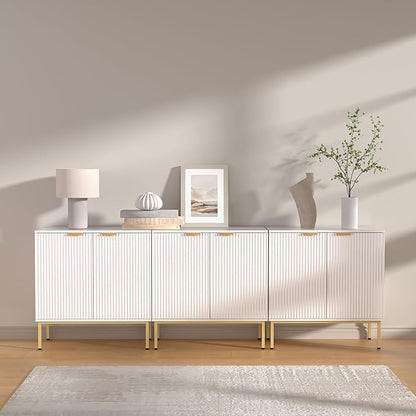Fluted Sideboard, Buffet Cabinet with Storage, Wooden with Doors and Shelves,Accent Cabinet for Living Dining Room, Entryway
