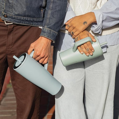 BrüMate Era 40 oz Tumbler with Handle and Straw | 100% Leakproof Insulated Water Bottle Tumbler with Lid and Flexible SoftSip Straw | Made of Stainless Steel | Cup Holder Friendly | 40oz (Dune)