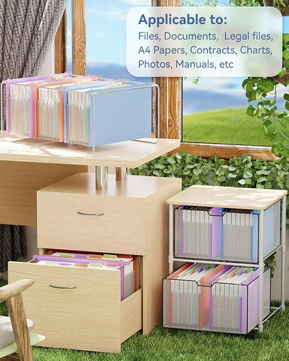 ANSOOK Wheat Straw Expandable Hanging File Folders Legal Size,7 Pockets 1.2" Accordion File Organizer,3 Pack Filing Cabinet Folders with Hooks,Large Capacity File Folder with Tabs,Hang File for Frame