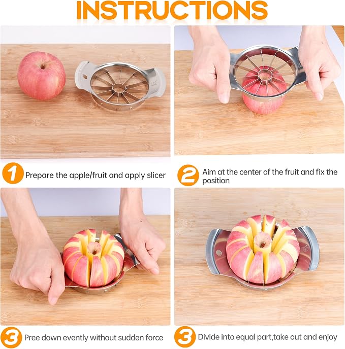 Supercenter Apple Cutter, Apple Corer and Slicer - 4.72 Inch Apple Slicer | Stainless Steel Apple Corer Tool with 12 Super Sharp Blades, lightweight Apple Slicer and Corer & Dishwasher Safe