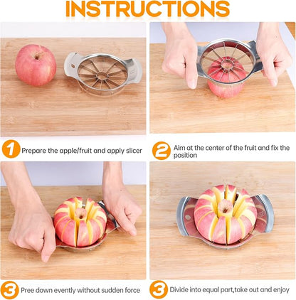 Supercenter Apple Cutter, Apple Corer and Slicer - 4.72 Inch Apple Slicer | Stainless Steel Apple Corer Tool with 12 Super Sharp Blades, lightweight Apple Slicer and Corer & Dishwasher Safe