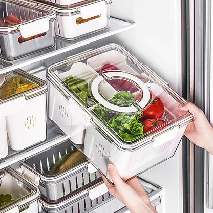 Refrigerator Organizer With Lids (4 Compartments), Fridge Storage, Fridge Organizers And Storage Clear, Fridge Organization, Storage Containers, Stackable With Lid Fridge Organizers