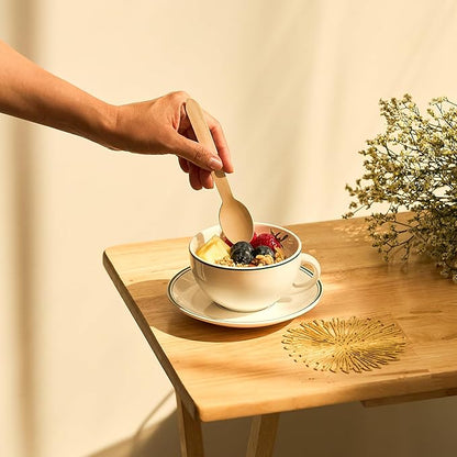 Bamboware - Wooden Spoons 300 Pieces | Natural Birch Wood Disposable Spoons | Biodegradable, Smooth & Durable for Parties, Coffee Shops, and Everyday Meals