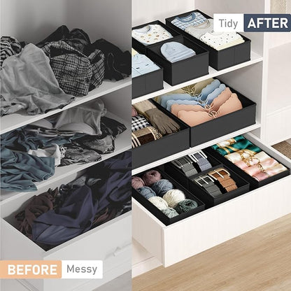 DIMJ Drawer Organizer Clothes - 28 Pack Baby Dresser Organizer for Nursery Closet Organization, Fabric Drawer Organizer Bins for Underwears Socks Bras, Foldable Storage Dividers for Bedroom
