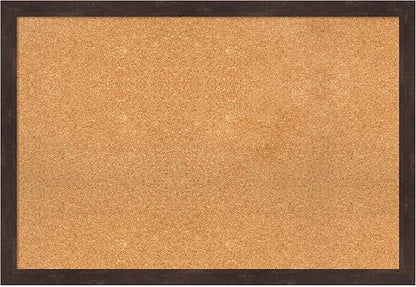 Amanti Art Natural Cork Board for Wall, 27x39 Vision Board with Brown Wood Frame, Large Corkboard Office Decor for Home Organization, Rustic Farmhouse Corkboard Pinboard to display items for home