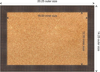 Amanti Art Natural Cork Board for Wall, 14x20 Vision Board with Brown Wood Frame, Small Corkboard Office Decor for Home Organization, Rustic Farmhouse Corkboard Pinboard to display items for home