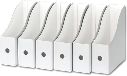 Simple Houseware 6-Pack Magazine File Holder Box, Foldable Cardboard Organizer, White