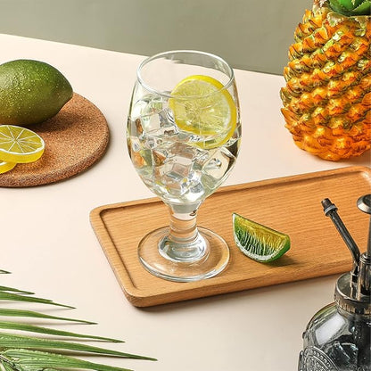 Patelai Set of 4 Clear Glasses 13.5 oz Water Goblet Glass Stemmed Water Glasses for Juice Wine Beer Tea Milk Cold Beverages Drinks Dishwasher Safe