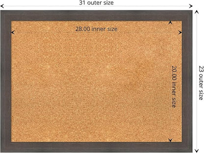 Amanti Art Natural Cork Board for Wall, 23x31 Vision Board with Brown Wood Frame, Medium Corkboard Office Decor for Home Organization, Rustic Farmhouse Corkboard Pinboard to display items for home