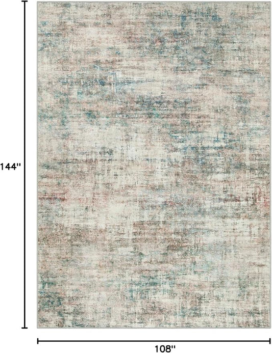 9x12 Area Rugs Washable Rug: Modern Abstract Living Room Rug Soft Anti-Skid Thin Carpet Indoor Floor Non-Shedding Carpets for Bedroom Dining Room Farmhouse Nursery Home Office Multi Color