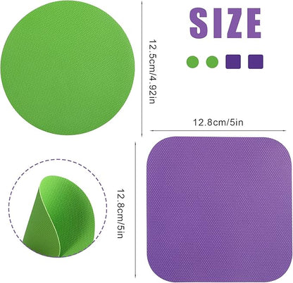 LUTER 4pcs Jar Opener, Rubber, Multi-function Silicone Bottle Opener for Seniors with Weak Hands Lid Cap Gripper Pads Kitchen Coasters Gadgets(Green, Purple)