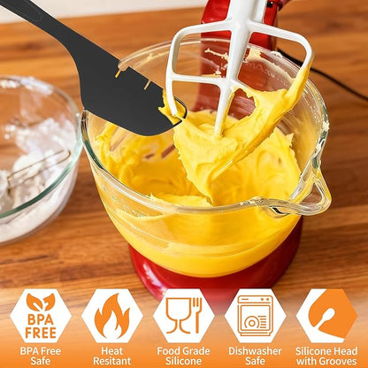 Silicone Spatula for Mixer Beater Scraper, Non-Stick Spatula for Baking, Scraping, Mixing, Cooking, Heat-Resistant Spatulas for Kitchen Aid Mixer Accessories, Multipurpose Kitchen Tools, Red