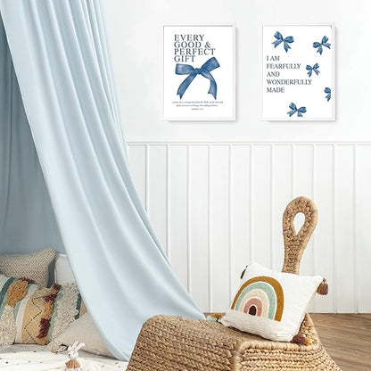 LARTSFRO Coquette Navy Blue Bow Wall Art Decor Posters, Navy Blue Bow Room Bedroom Bathroom Dorm Wall Art Decor Aesthetic for Teen Girls Gifts, Inspirational Bible Verses Bow Wall Decor, 12x16 Inch Set of 4 Pcs Bow Pictures (UNFRAMED)