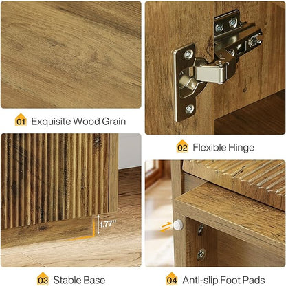 Tribesigns 7-Tier Shoe Cabinet with Fluted Doors, Farmhouse Wooden Shoe Storage Organizer with Adjustable Shelves, 24 Pairs Freestanding Shoe Rack for Entryway, Hallway, Closet, Rustic Brown