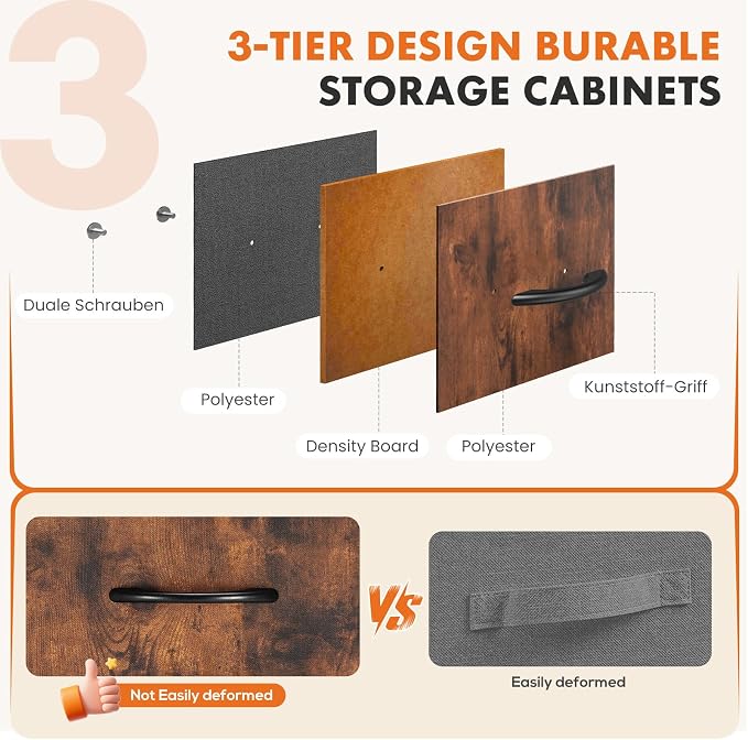 Sweetcrispy 5 Drawer Dresser with Fabric Bins Steel Frame Wood top Storage Chest for Bedroom Closet Hallway Brown Compact Organizer Durable Home Storage Solution