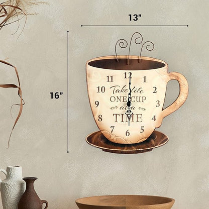 Young's Wood Take Life Coffee Wall Clock, 13.75",14098,Brown