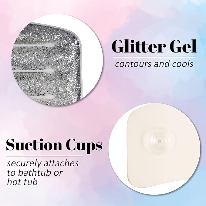 Glitter Gel Cooling Spa Pillow – Bathtub & Hot Tub Relaxation Cushion | Neck & Head Support Bath Pillow | Luxury Spa Accessory Gift for Women – Ultimate Comfort & Relaxation