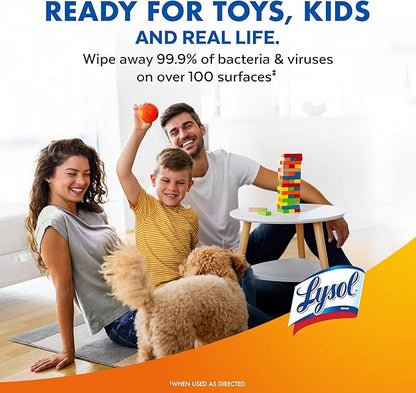 LYSOL Disinfecting Wipes, All Purpose Cleaner, Multi-Surface Antibacterial Cleaning Wipes, Household Cleaning Supplies, Dorm Essentials, Lemon + Crisp Linen + Mango & Hibiscus Scent, 80 ct. (3 Pack)