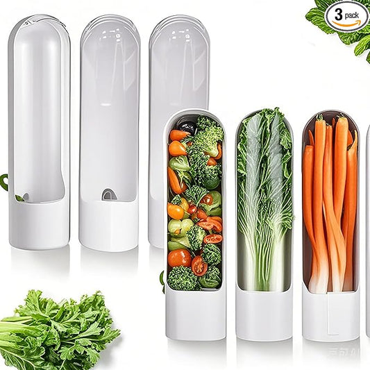 3Pack Herb Saver for Refrigerator for Cilantro, Parsley, Asparagus, Mint,Vegetable Preservation Containers, Keeps Greens Vegetables for 2-3 Weeks
