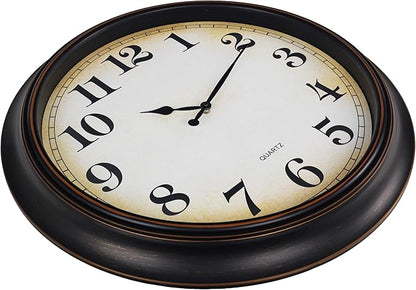 24 Inch Large Wall Clock for Living Room Decor,Silent Vintage Wall Clocks Battery Operated for Living Room Farmhouse Office Gifts(Bronze)