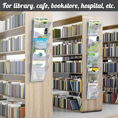 10 Pack Acrylic Wall Pocket File Holders Single Pocket Wall Mount File Organizer Hanging Mail Magazines Organizers for Office Home Classroom(Transparent Black)