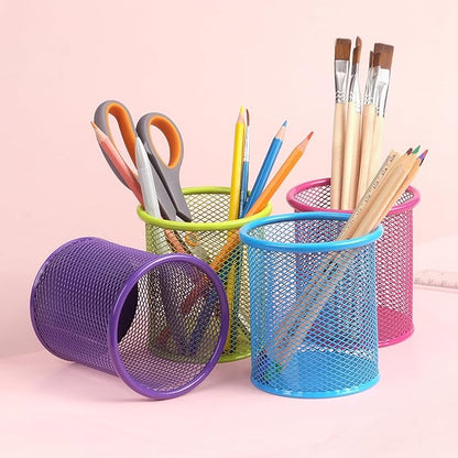 Tamaki Pen Holder Cup for Desk, Wire Mesh Pencil Cup Holder for Desk Office Pen Organizer (Blue)