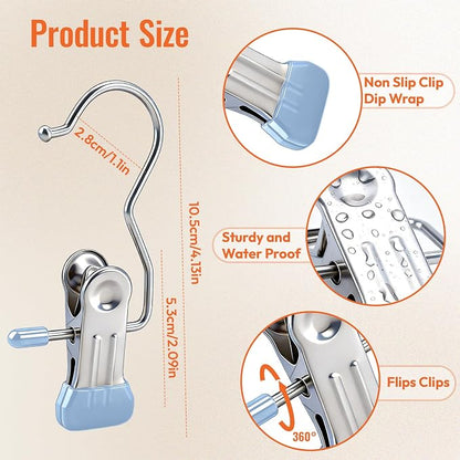 30 Pack Pants Hangers with Clip, Legging Organizer for Closet, Yoga Pants Hangers, Space Saving Hanging Closet Organizer and Storage for Socks, Panties, Underwear, Pants and Jeans (Light Blue)
