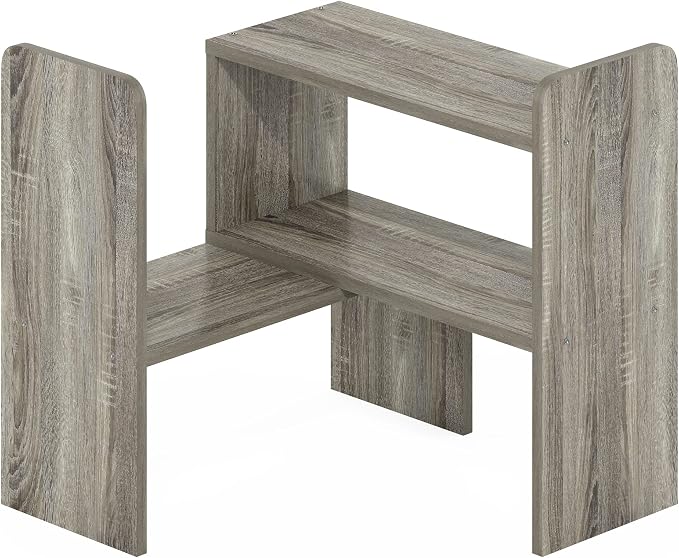Furinno Classic Desk Organizers and Accessories, Office Organization, Desk Top Book Shelf, for Office Supplies, Office Desk Accessories, Grey Oak