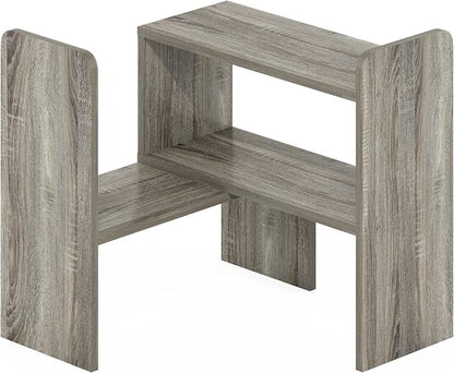 Furinno Classic Desk Organizers and Accessories, Office Organization, Desk Top Book Shelf, for Office Supplies, Office Desk Accessories, Grey Oak