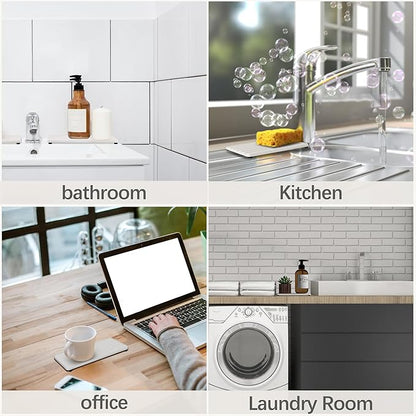 NiuYichee 2 PCS Water Absorbent diatomite Coasters, 9.5" x 4" Water Absorbing Stone Tray for Sink, Stone Drying mat for Kitchen Counter, Stone soap Tray Used for Hand Soaps & toiletries & Plants