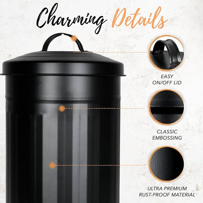 Autumn Alley Black Toilet Paper Holder Canister with Lid – Rustproof Free-Standing Farmhouse Metal Covered Toilet Paper Holder for Mega Rolls, Rustic Enclosed Toilet Paper Storage Stand