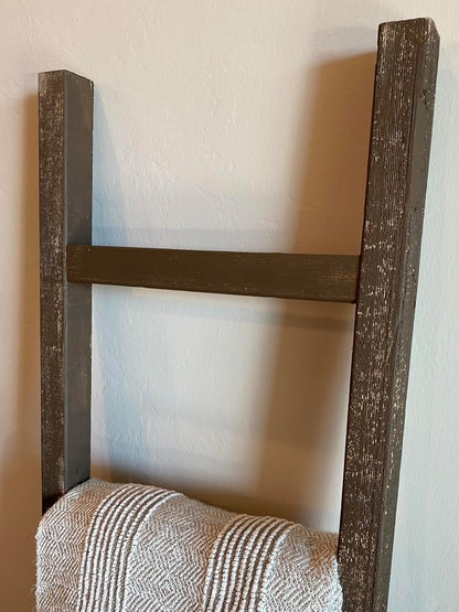 BARNWOODUSA Rustic Farmhouse Decorative Ladder - Our 47 inch Ladder can be Mounted Horizontally or Vertically and is Crafted from Reused Wood No Assembly Required Brown