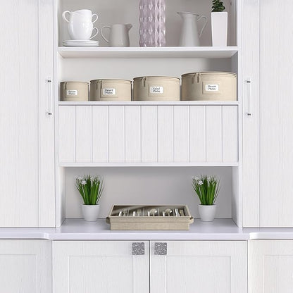 Sorbus China Storage Containers – Dinnerware Organizer for Dessert Plates with Lid (Holds Service for 12) with Felt Protectors – 7.25" x 5"