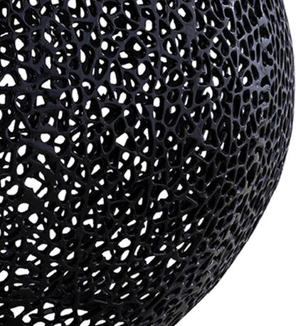 Modern Contemporary Round 32" Coffee Table, Solid Aluminum intrigued Design, Drum Shaped Mesh Cocktail Table, Creative Center Table for Living Room and Bedroom, Casted in Black