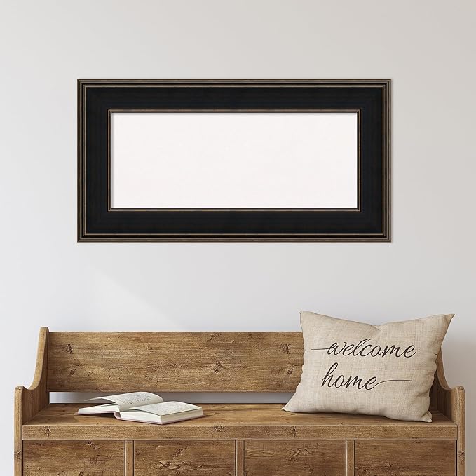 Amanti Art White Cork Board for Wall, 20x38 Vision Board with Brown Wood Frame, Medium Corkboard Office Decor for Home Organization, Casual Corkboard Pinboard to Display Items for Home Organization