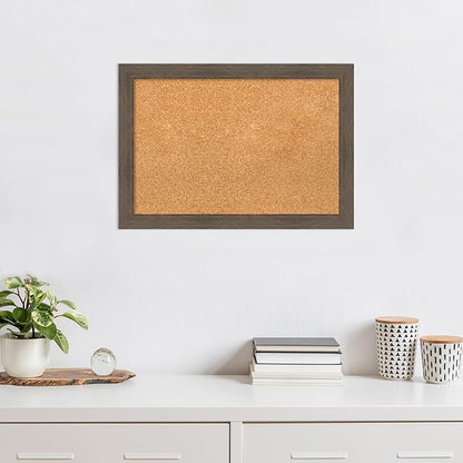 Amanti Art Natural Cork Board for Wall, 19x27 Vision Board with Brown Wood Frame, Medium Corkboard Office Decor for Home Organization, Rustic Farmhouse Corkboard Pinboard to display items for home
