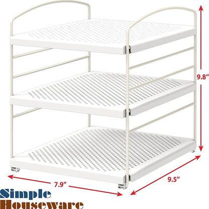 Simple Houseware Kitchen Wrap Organizer Storage Height Adjustable Rack, White