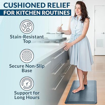 ComfiLife Anti Fatigue Floor Mat – 3/4 Inch Thick Perfect Kitchen Mat, Standing Desk Mat – Comfort at Home, Office, Garage – Durable – Stain Resistant – Non-Slip Bottom (20" x 32", Denim)