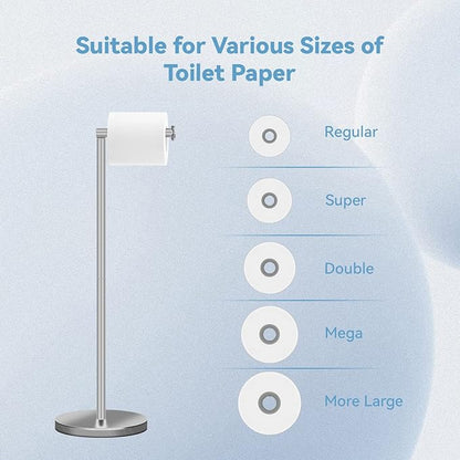 RRM Toilet Paper Holder Stand, Bathroom Free Standing Toilet Paper Holders with Reserve Storage 3-4 Toilet Paper Rolls, 22-inch Stainless Steel Toilet Paper Holder Stand (Brushed)