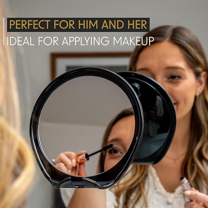 Luxo Shower Mirror, Shaving Mirror with a Razor Holder for Shower and Powerful Suction Cup - Shatterproof Shower Mirror fogless for Shaving, fogless Mirror for Shower (Black)